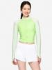 BARREL Women'S Essential Color Block Crop Zip-Up Rash Guard Lime (B5Swwcz002Lim)