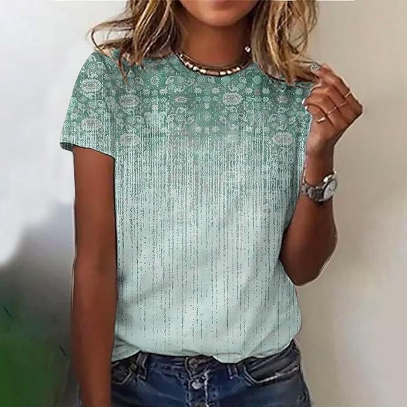 Stylish Loose Short Sleeve Printed Women's Top Comfortable T-Shirts Women’s