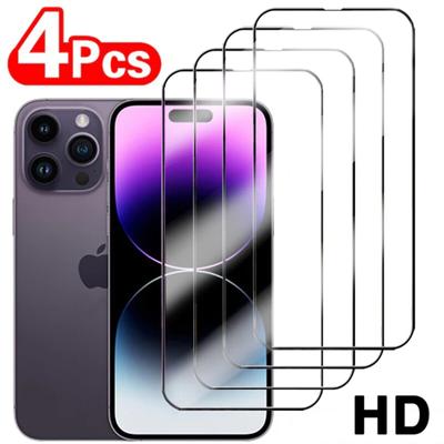 4 st Härdat Glas för iPhone 11 12 13 14 15 Pro XR X XS Max Skärmskydd för iPhone 15 14 Pro Max Plus SE 3 2020 Glas