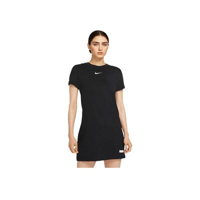 Sportswear Icon Clash Embroidered Small Logo Solid Color Slim Fit Sports Casual Round Neck Knit A-Line Short Sleeve Dress DD5045-010