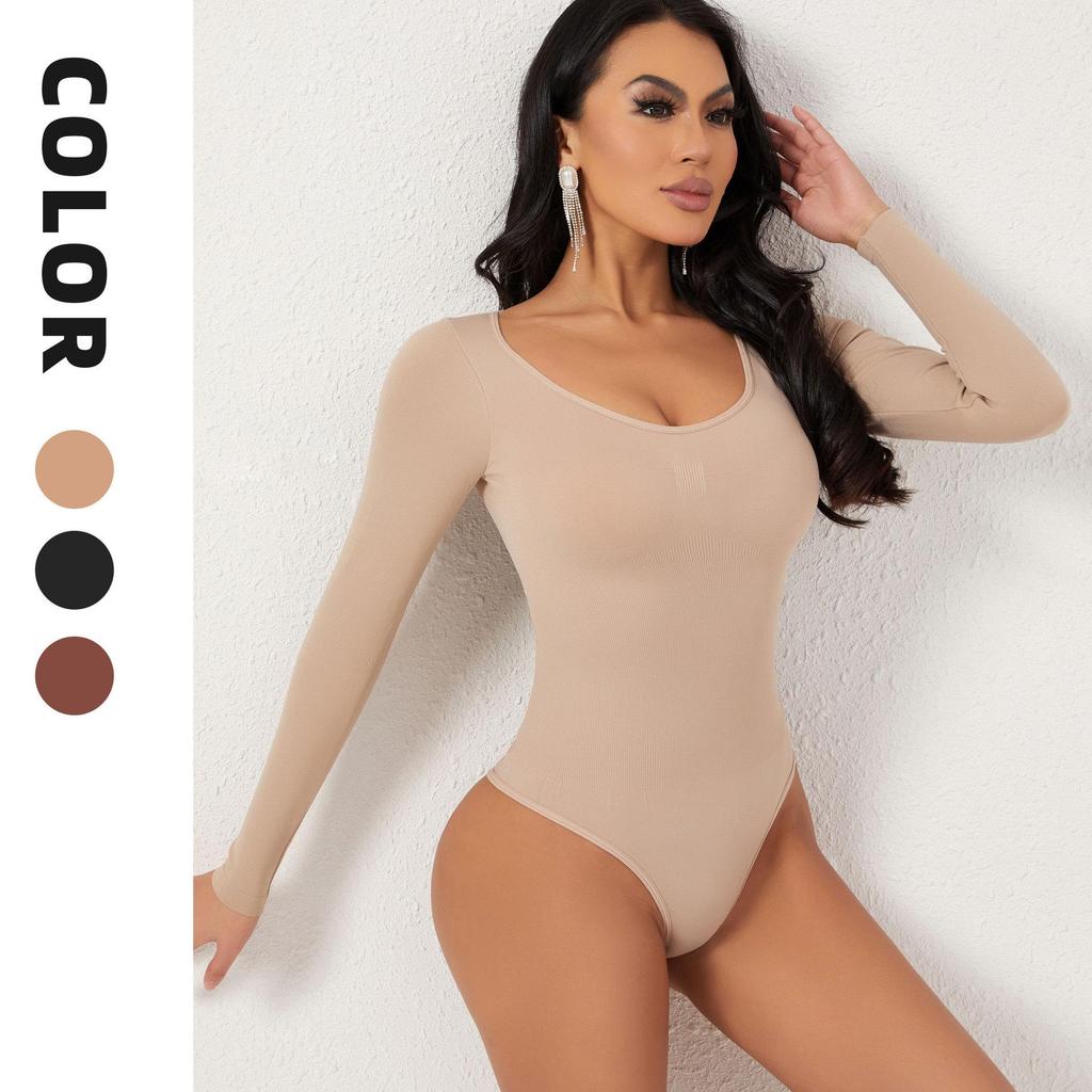 Butt-Lifting, Waist-Cinching, Tummy-Flattening Seamless Short-Sleeved Thong Shapewear Bodysuit