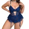 „Durchsichtiger Jumpsuit und Tanga aus Spitze in Übergröße für Damen“