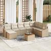 9 piece beige garden sofa set with cushions