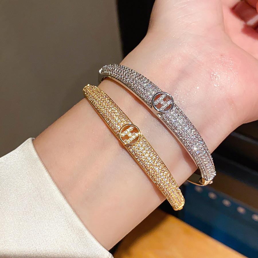Copper Letter Charm Bracelet With Zirconia Embellishments For Fashionable Women