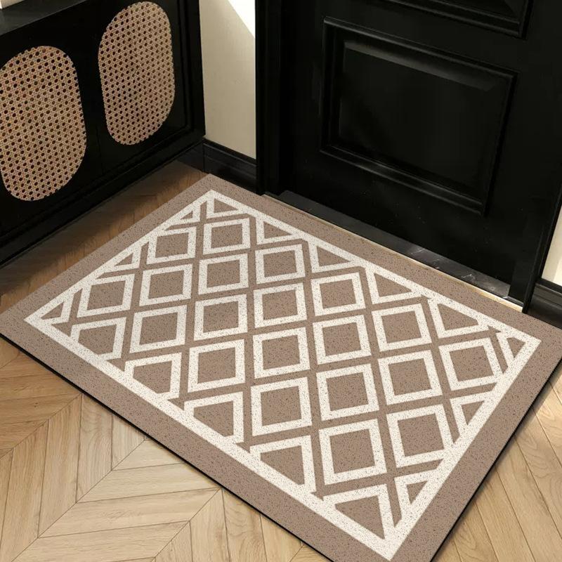 Entry Door Floor Mat Light Luxury Geometric Porch Scraping Mud Rubbing Soil Easy To Take Care Of Foot Pad Door Wear-Resistant Non-Slip Silk Ring Floor