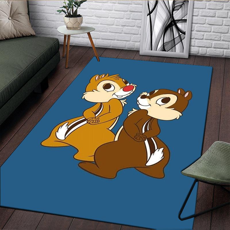 1pc Chip and Dale Pattern Area Rug Soft Flannel Floor Mat for Living Room,Office,Bedroom and Carpet,Sofa Coffee Table Floor Mat