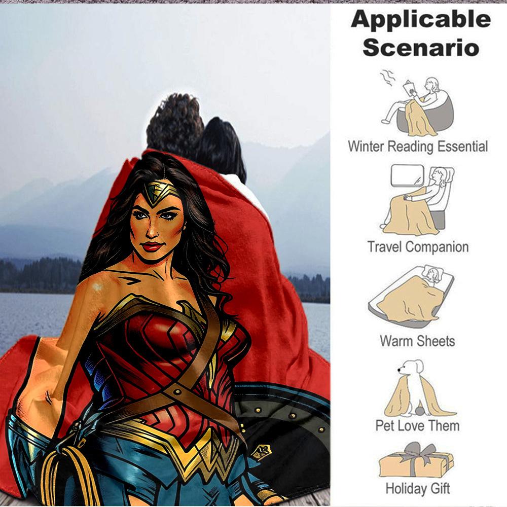 1ks deka Wonder Woman Polyesterové vlákno, Celoroční pohodlí na pohovku, postel, do kanceláře, auta, na kempování, Ideální domácí dekorace a dárek, Pohodlí v kanceláři