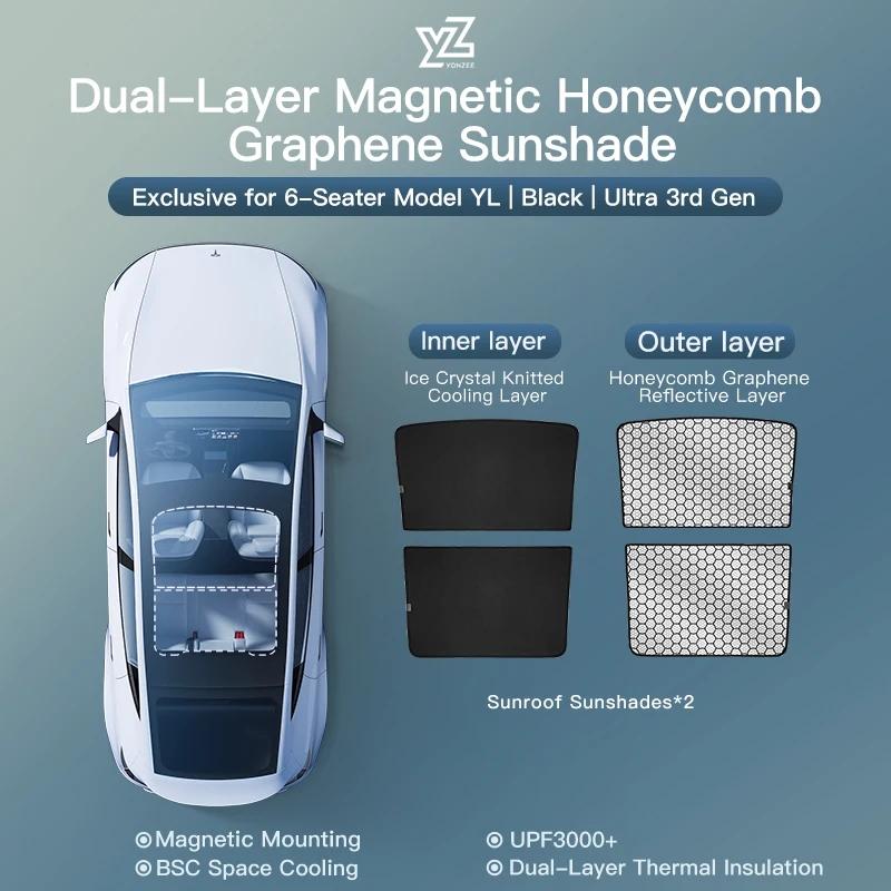 YZ For Tesla Model YL 2026 graphene Sun Shades Black Roof Magnetic fastener Honeycomb Sunshade Car Rear Front Sunroof Glass