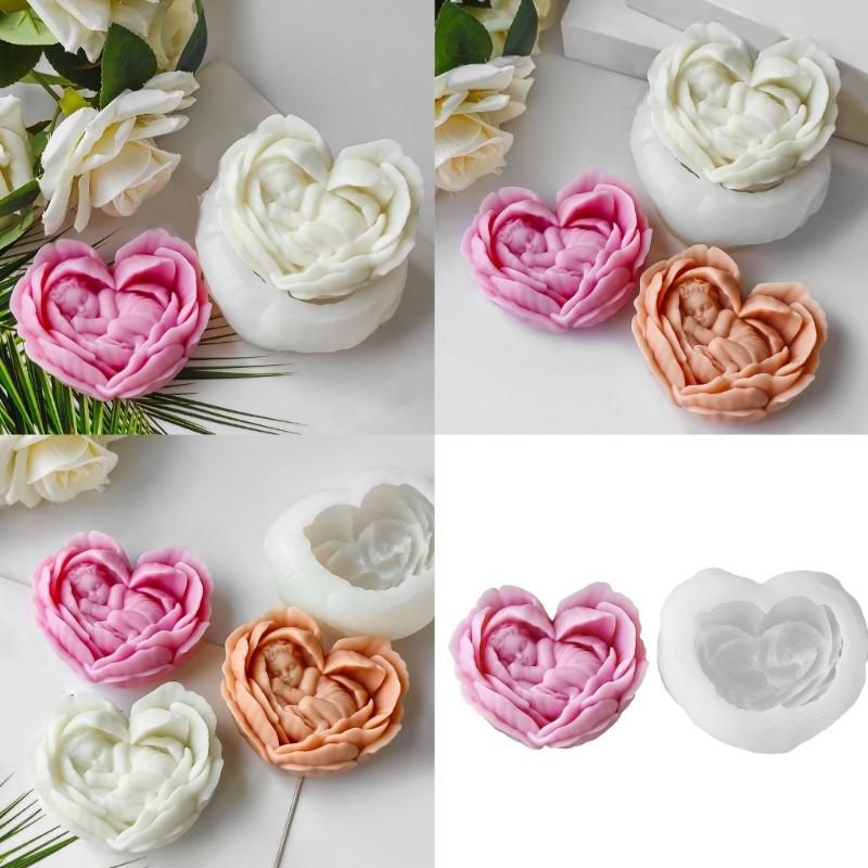 Silicone Molds Candle Making Moulds Handmade Candle Supplies Flower Shape Resin Crafting Molds Jewelry Making Accessory