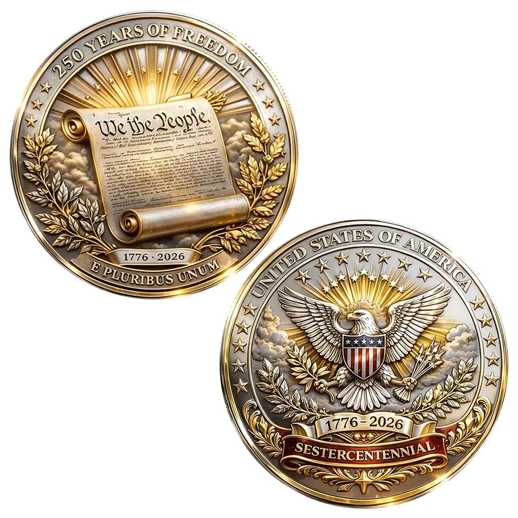 250th US Independence Anniversary Challenge Coin - 1776-2026, Honoring Declaration Of Independence Signing