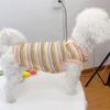Pet Striped Tank Top Spring Summer Hollow Sleeveless Shirt with D-Ring Small Breed Dogs Cats Clothes Breathable Pet Costume Outfit Apparel