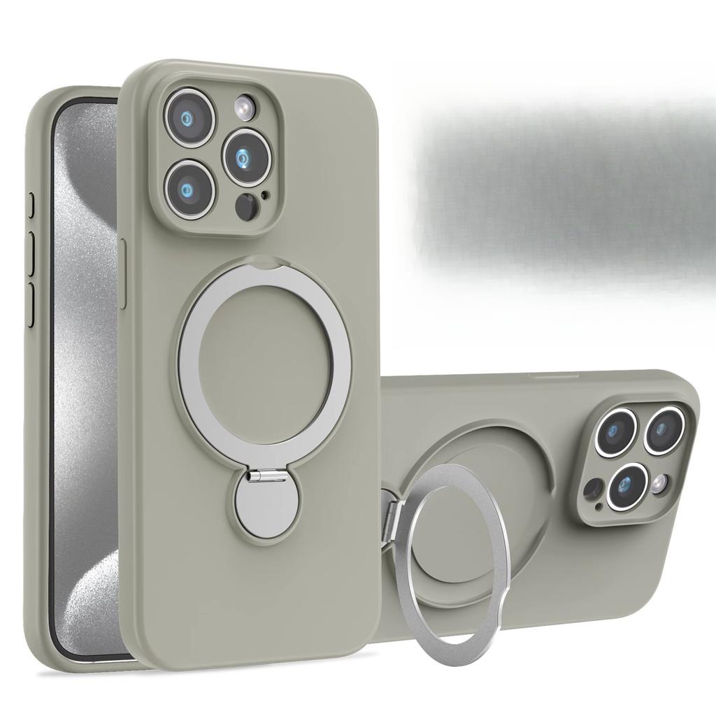Applicable To Apple 16pro Mobile Phone Case Magnetic Suction Bracket 360° Rotating IPhone 15 Liquid 14 Anti-fall Protection Case