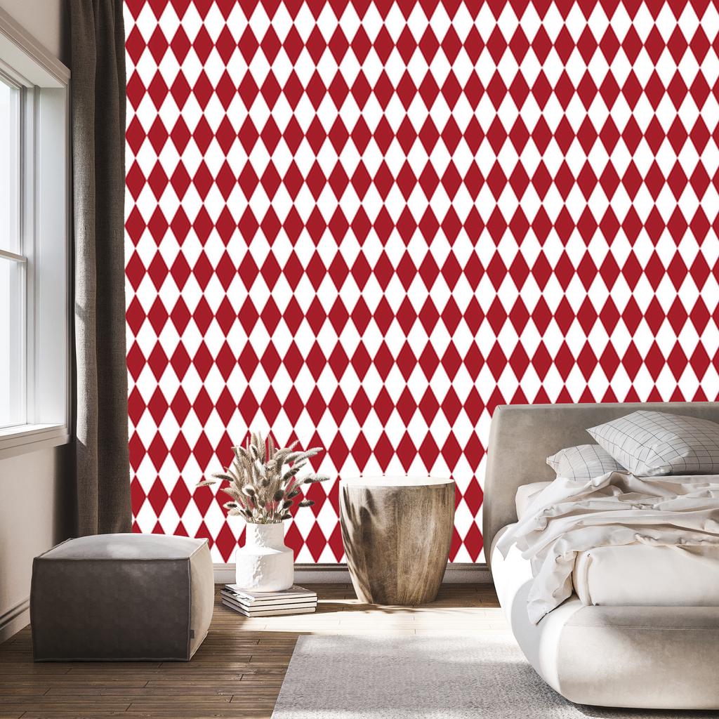 Harlequin Diamonds Wallpaper Red for Living Room and Bedroom 50x1000