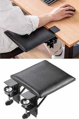 Apoio de Braço Sanwa Direct, Montagem com Grampo, Couro PU, 23cm Largura x 24cm Profundidade, Dobrável, Mesa para Mouse, Escrivaninha, Extensão de Mesa, Apoio de Braço, 200-TOK024BK