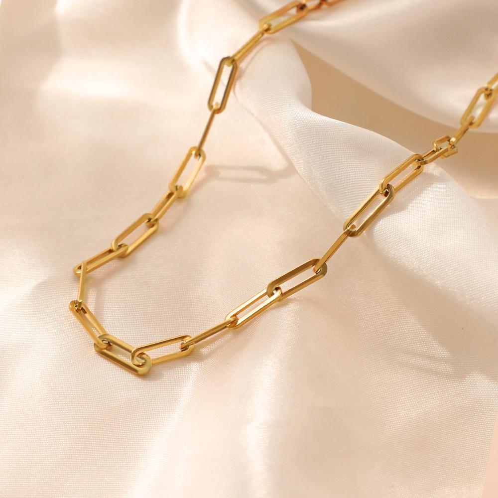 Titanium Steel Gold Collarbone Chain Necklace for Women Fashion Jewelry Gift