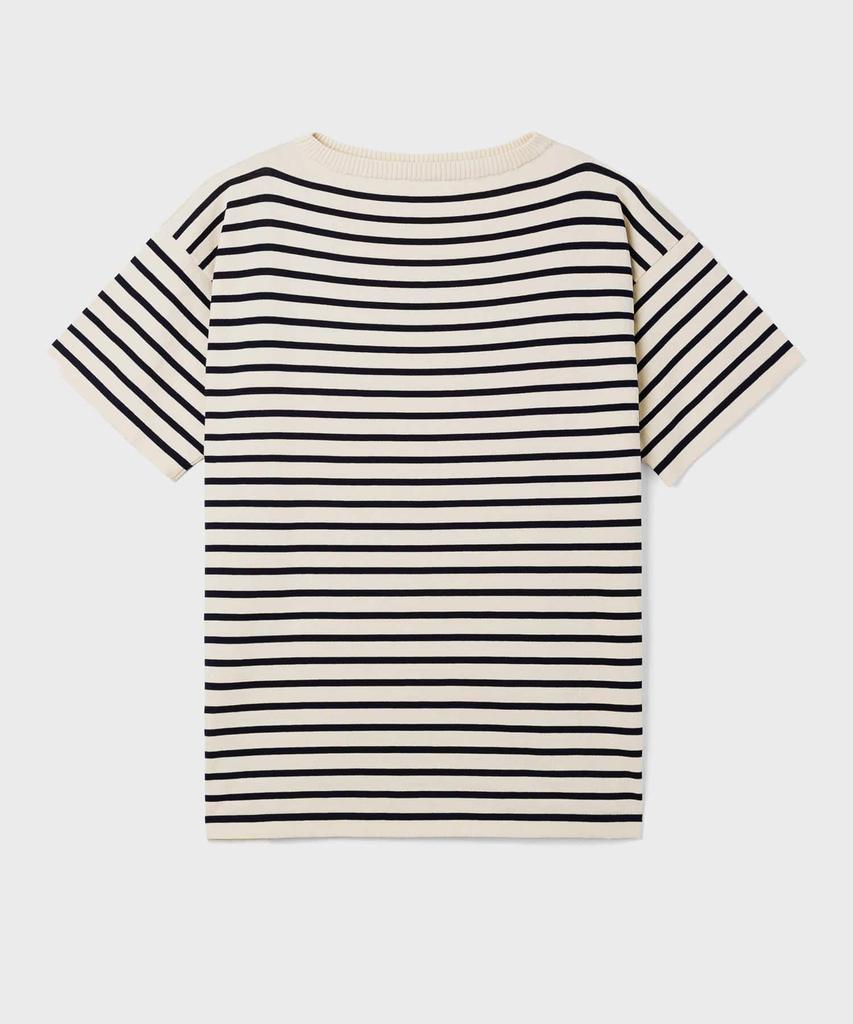 Andeleusenandeleusen Boatman Short Sleeve Striped Knit Raw Cotton