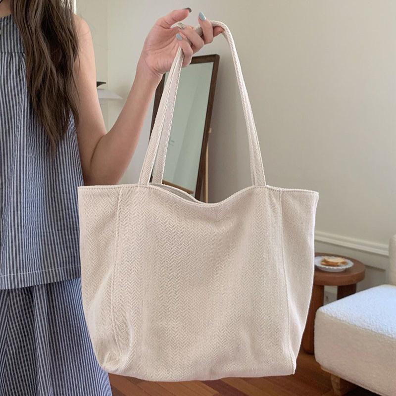 2026 Women New Large Capacity Tote Bag Korean Style Twill Canvas Bag Fashi Female Lightweight Commute Casual Shoulder Bags