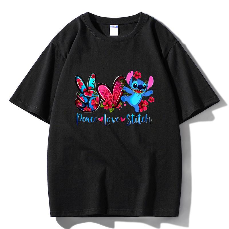 

M49 MINISO 2026 Summer Men Women Print Oversized T-shirt Casual Cotton Tee XS чёрный