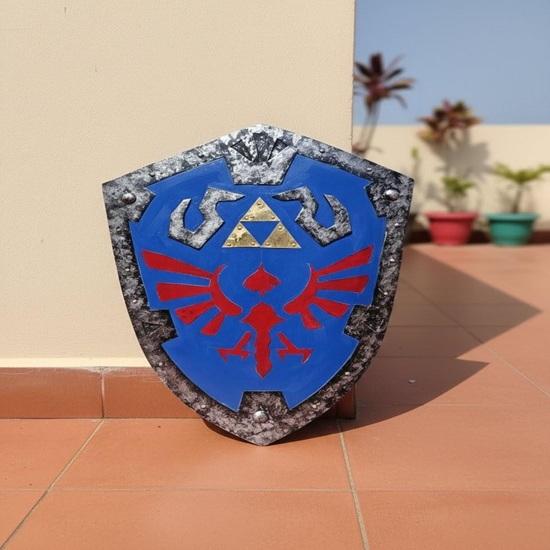 Medieval Blue Templar Shield Inspired by Legend of Zelda Shield Handmade Metal Gaming, Battle Ready Cosplay Prop