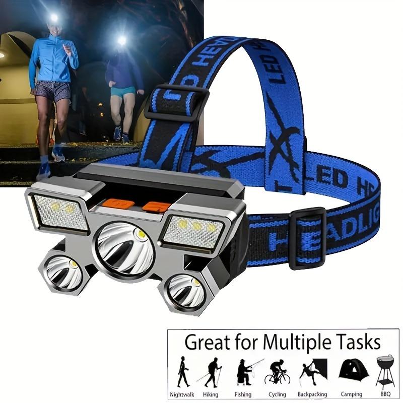 5 LED Flashlight Rechargeable with Built In Lithium Battery Strong Head Light Camping Adventure Fishing Cycling Headlamp
