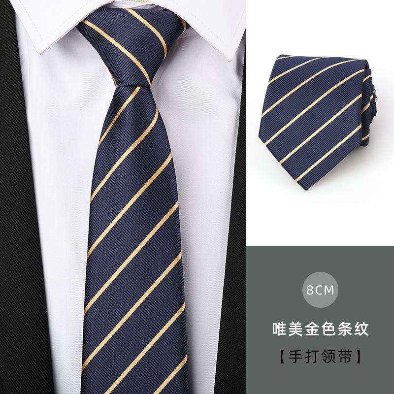 Tie Men'S Dress Business Handsome Blue Strip Zipper Professional Wedding Groom Korean Version Zipper Hand Tie