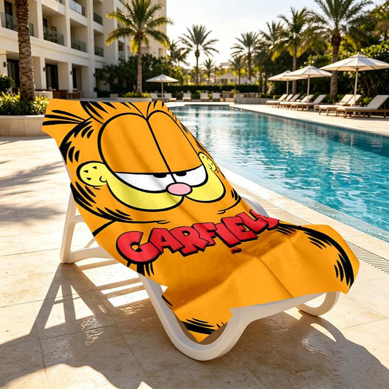 Garfield Print Beach Towel Design, Soft, Lightweight. for Home Bathroom, Spa, Pool, Yoga, Surfing, Camping, Gift for Family, Friend