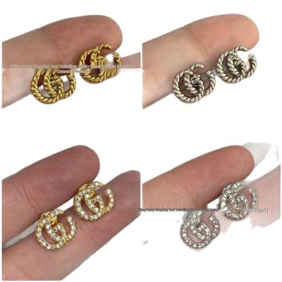 2025 Retro Double G Stud Earrings for Women - Brass with S925 Silver Needle, Versatile and Elegant Design.