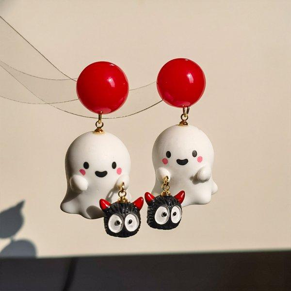 Cute Halloween Ghost Drop Earrings for Women Girls Fashion Little Ghost Hoop Earring Party Festival All Saints' Day Jewelry Gift