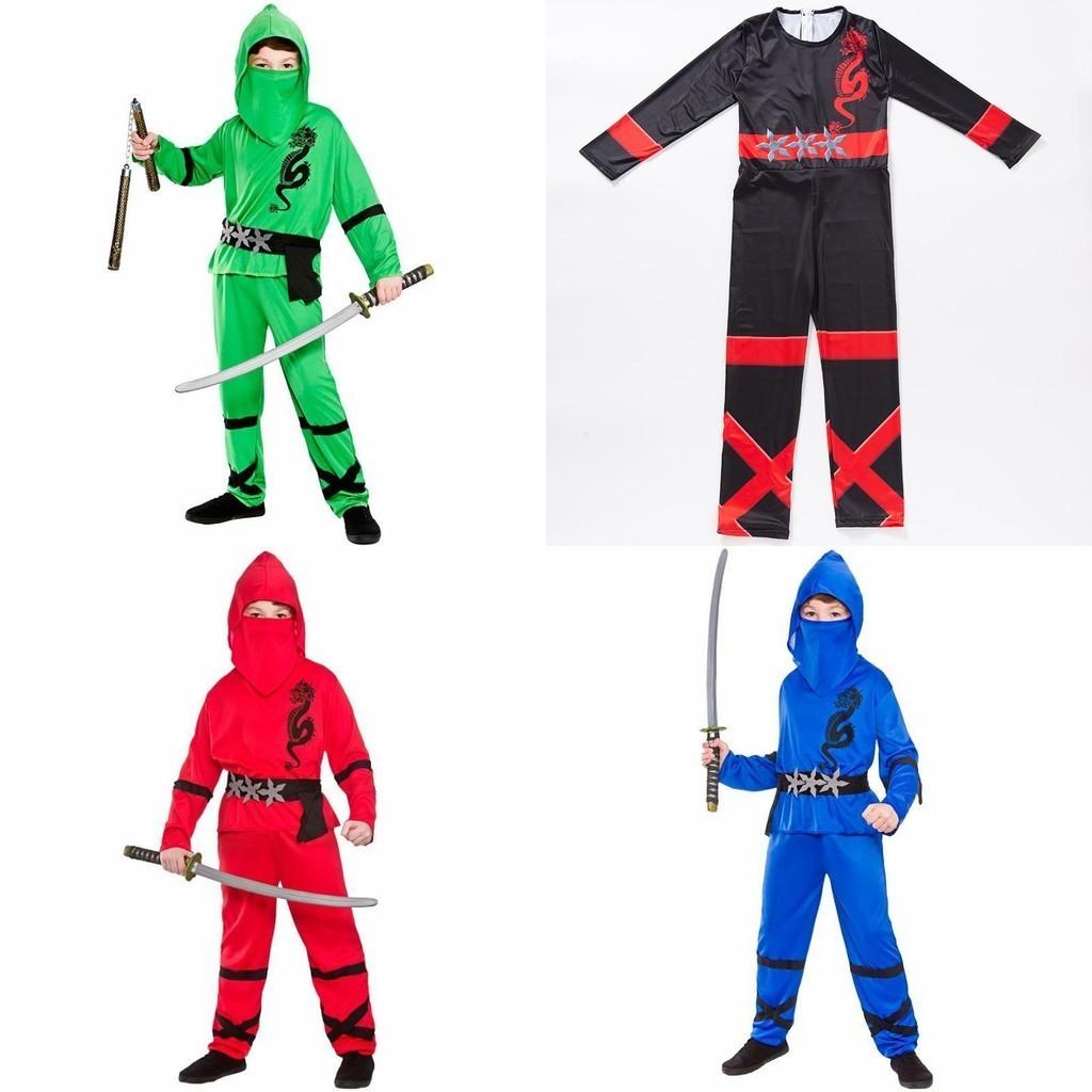 Ninja Power Boys Costume Martial Arts Japanese Samurai Warrior Dress Fancy