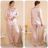 Plus Size Women's Silk Pajama Set - Long Sleeve & Pants for Spring/Summer