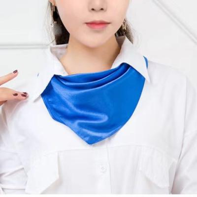 60*60cm Women Elegant Square Scarf Solid Small Hair Tie Band For Business Party Head Neck Silk Satin Scarf
