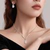 European American Zircon Water Drop Bridal Jewelry Set: Necklace & Earrings