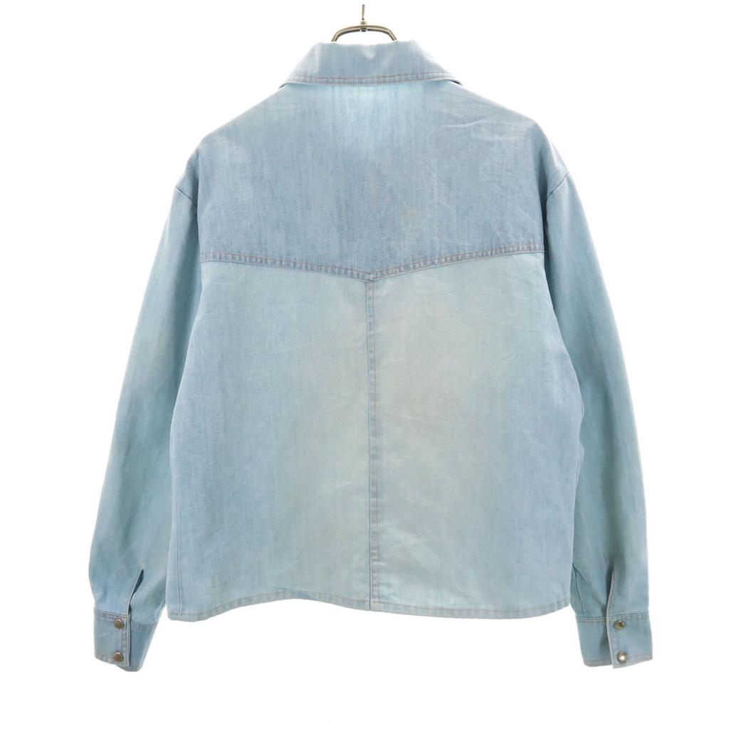 70s 80s vintage Chambray Shirt jacket Ice blue Men's Used