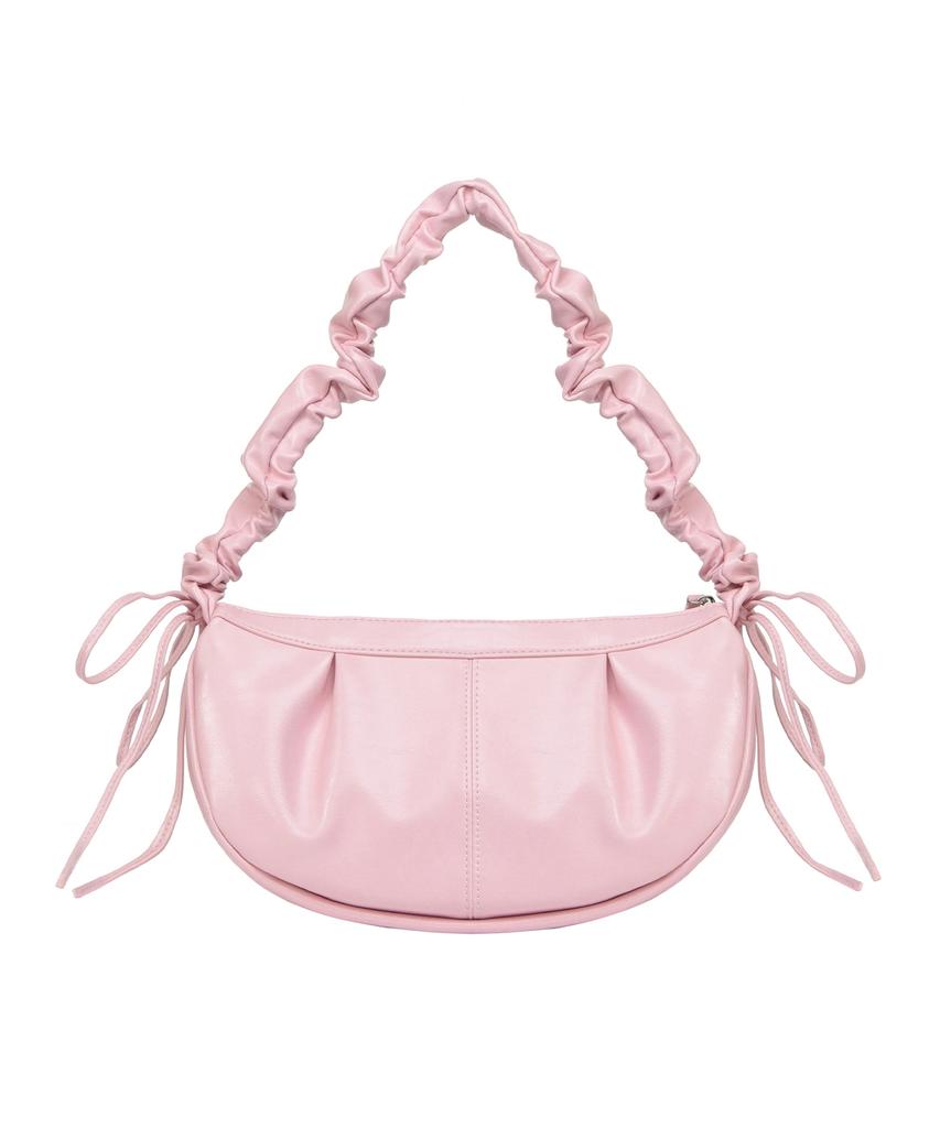 Nick&Nicole Crystal Shirring Ribbon Round Bag_Baby Pink