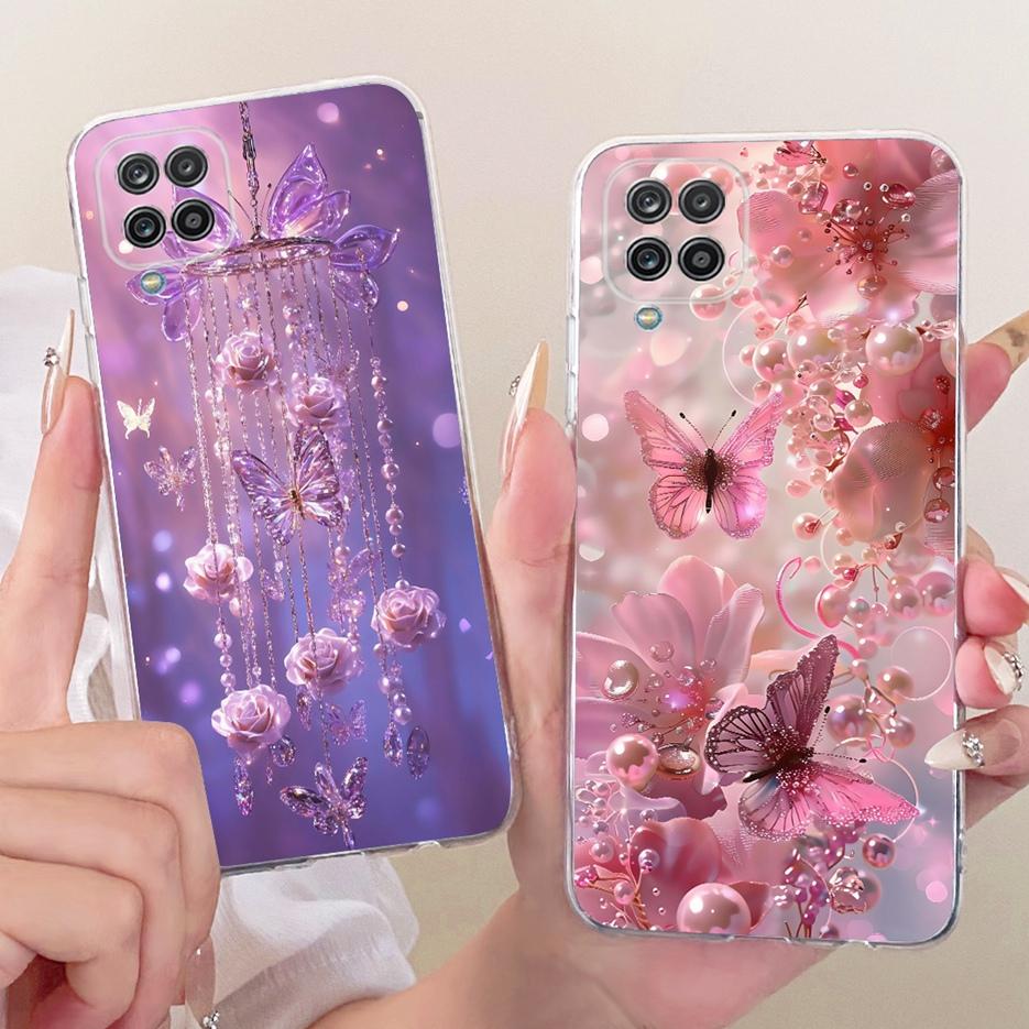For Samsung Galaxy A12 Case F12 M12 Colorful Flowers Painted Cover Soft Slim Phone Case For Samsung A12 M 12 Galaxy M12 F12 Bags