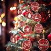 12Pcs Christmas Pendant Easy Installation Red And Black Grid Print Wood Hanging Ornament for Home Decorations