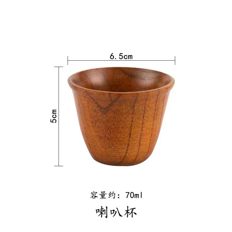 Copos de Madeira Barrigudos Estilo Japonês Copo para Leite Água com Alça Caneca para Café Cerveja Chá Feito à Mão Natural Cozinha Bar Copos para Bebida