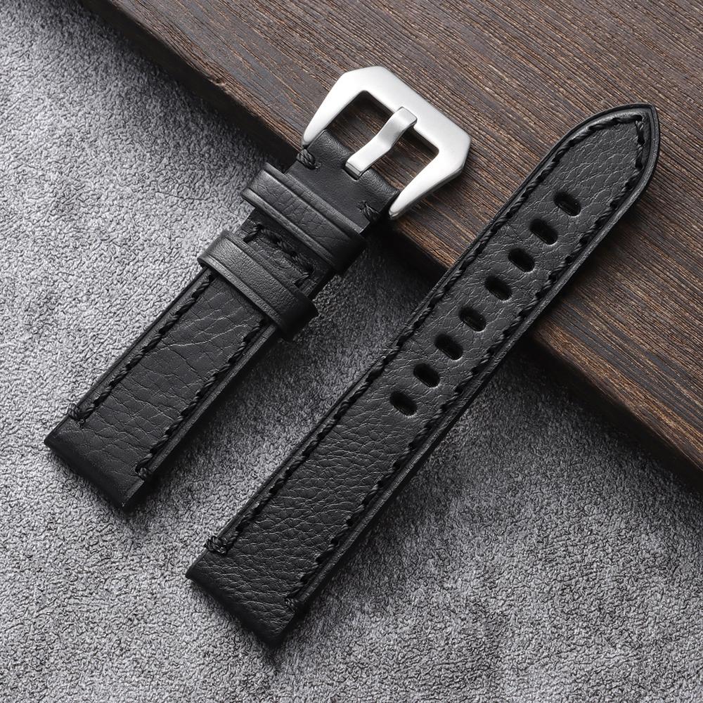 Handmade Stitching Cowhide Watch Strap 20mm 22mm 24mm Business Oil-Waxed Leather Watch Band for Seiko for Omega Wristwatch Bands