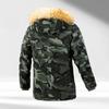 2025 Winter Hooded Men's Fleece Thickened Slim Mid-length Camouflage Cotton Jacket Men's Trendy Padded Clothing