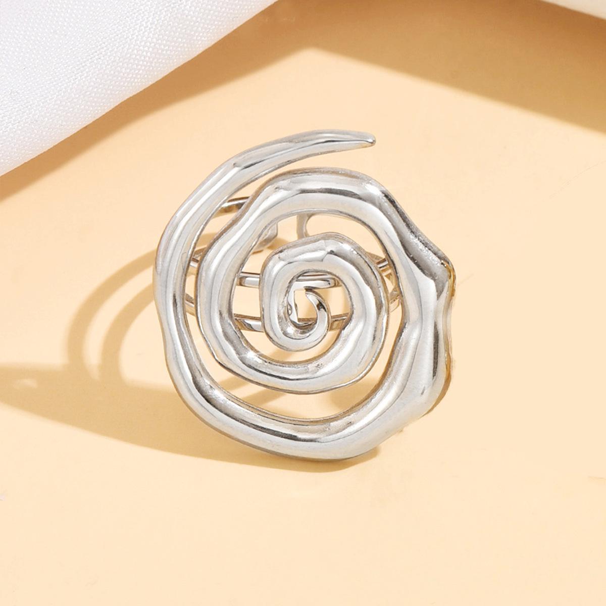 Childlike Windmill Stainless Steel Spiral Ring - Fashionable  Versatile Women s Hollow Jewelry
