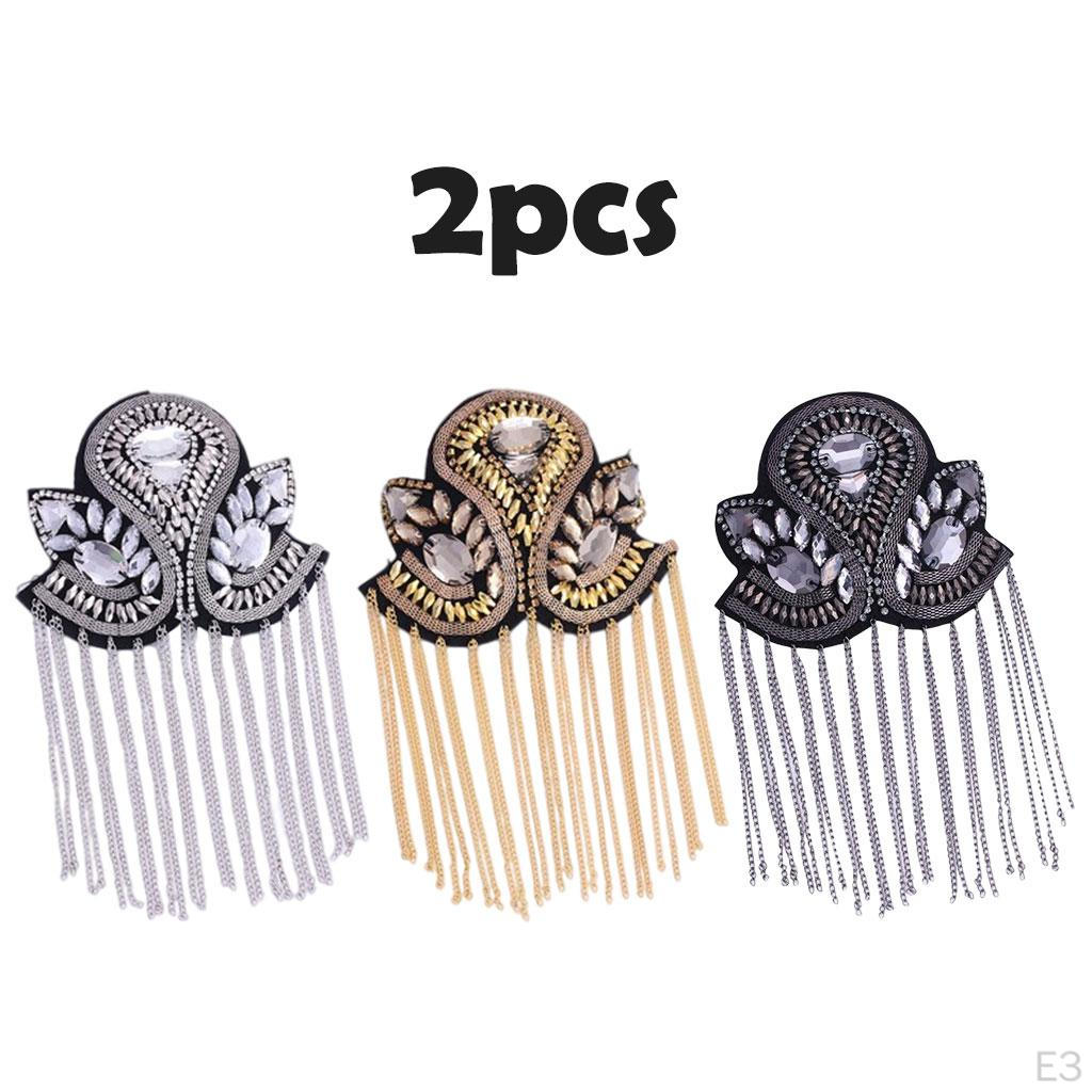 2Pcs Brooch with Epaulet Fringe for Festive Occasions
