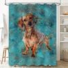 Waterproof Dog Pattern Shower Curtain with Rusty Houndstooth Print in Blue Bathroom Decor for Dog Lovers Pet Owners