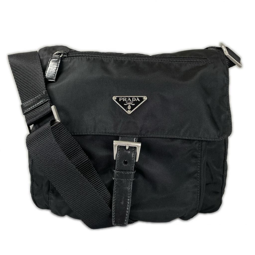 Prada Triangle Logo BT8994 Shoulder Bag Black Women Used