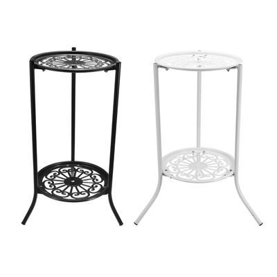 2 Holder Metal Plant Pot Stand Flower Display Shelf Garden Patio Home Outdoor