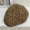 Retro Leopard Print Forward Hat Autumn Winter Adjustable Beret Hat Baseball Cap Newsboy Cap
