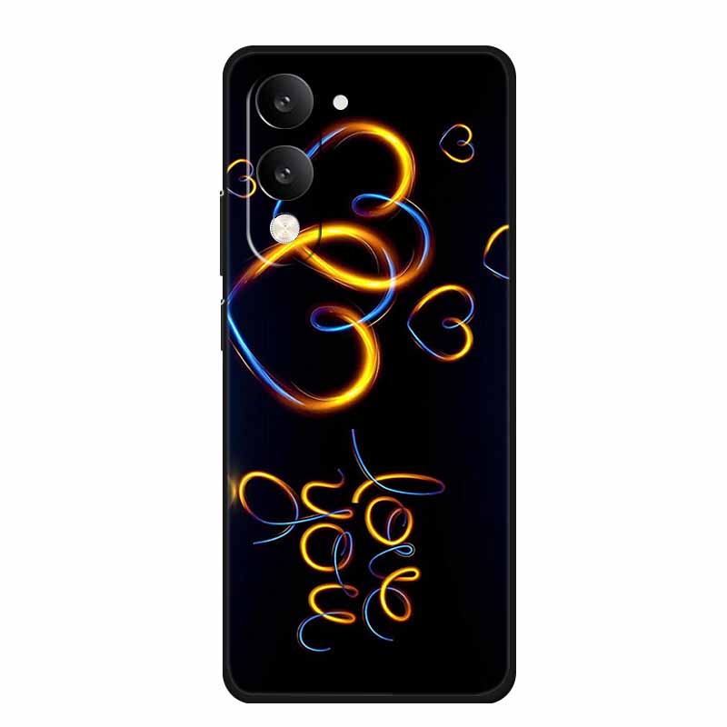 For Vivo Y29T Y29s Case Y 29 T S Coque Flowers Black Silicone Soft Back Cover For Vivo Y19s GT 5G iQOO Z10 Lite Phone Case Funda