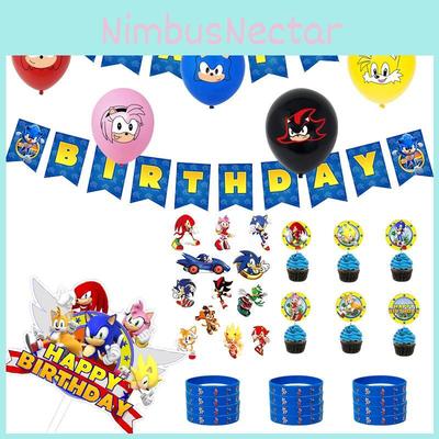 Sonic Birthday Party Decorations Set With Vibrant Banners Cake Toppers And Balloons