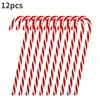 12-Pack Acrylic Candy Cane Ornaments For Christmas Tree - Festive Hanging Decorations For Holiday & New Year Celebrations