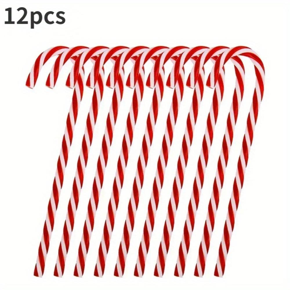 12-Pack Acrylic Candy Cane Ornaments For Christmas Tree - Festive Hanging Decorations For Holiday & New Year Celebrations