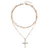 Diamond collarbone chain sweater chain alloy nklce women's multi-layered cross necklace